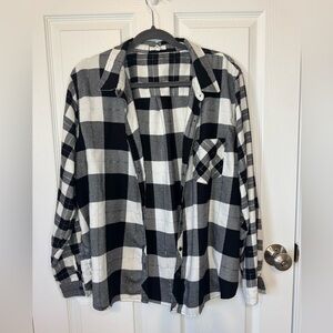 Black and White Plaid Button-Up Shirt